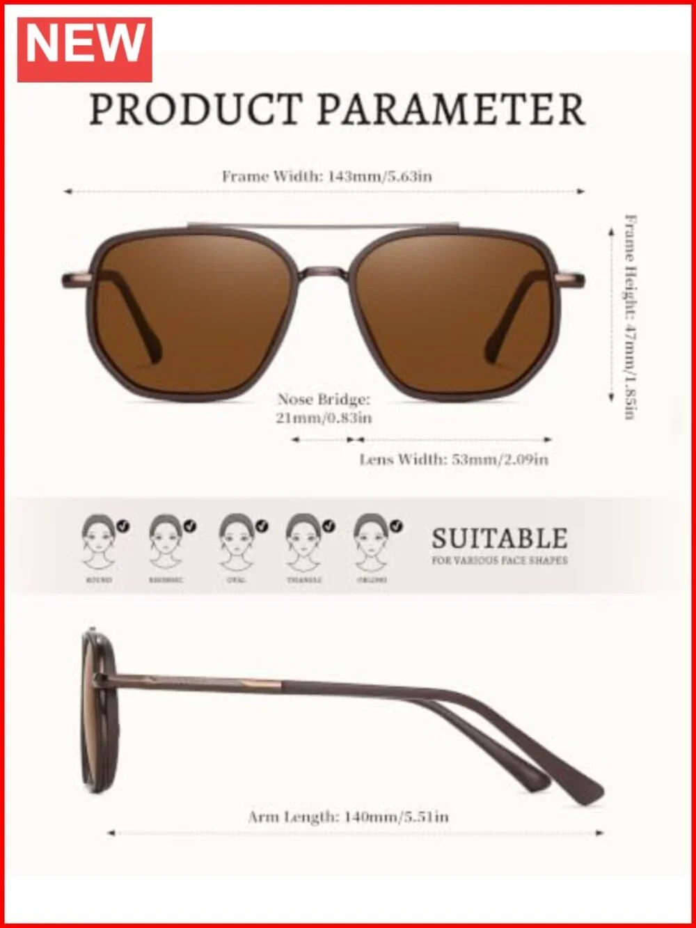 Metal Frame Polarized Aviator Sunglasses with UV400 Protection, Scratch